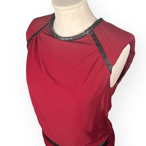 IRO PARIS Silk Blend Setani Mini Dress Sheath Ruched Burgundy Career Cocktail M - Picture 4 of 12